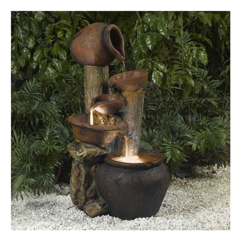 Bowery Hill Polyresin Brown Fountain Weatherproof 32.3