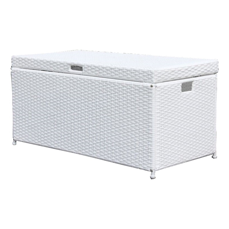 Bowery Hill Wicker White Patio Storage Deck Box Rectangular Simple Assembly
