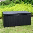 Bowery Hill Wicker / Rattan Patio Storage Deck Box with Steel Frame in Black