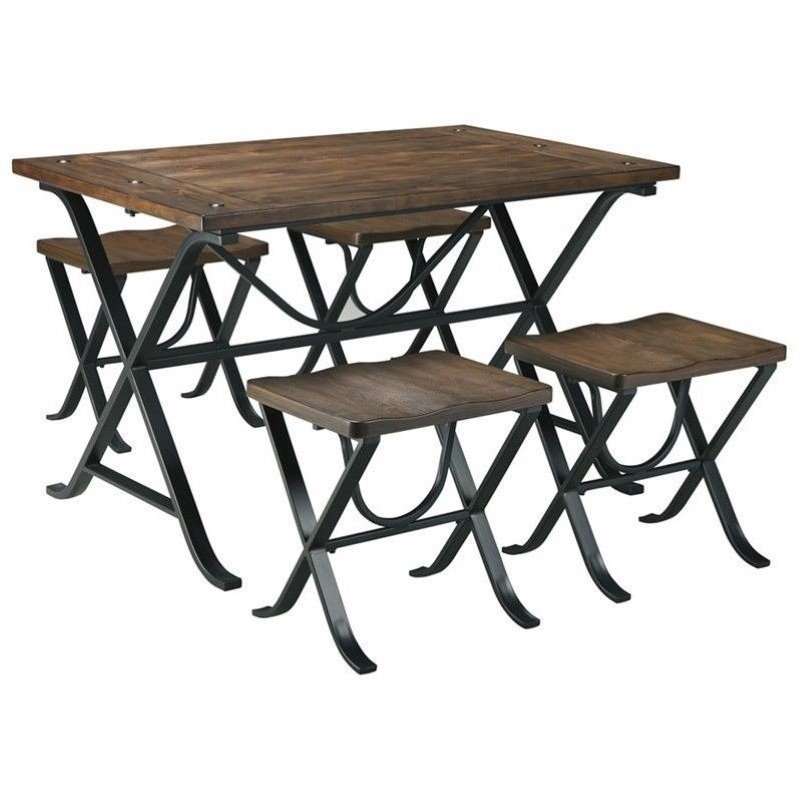 Bowery Hill Signature Design by 5 Piece Rectangular Dining Set in Brown