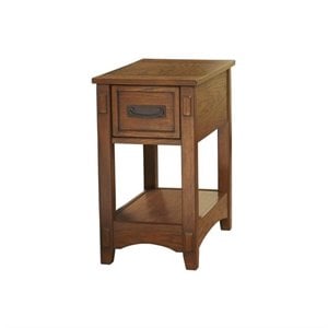 Bowery Hill Oak Veneer Brown Chairside End Table Rectangular Contemporary 23&quot Unassembled