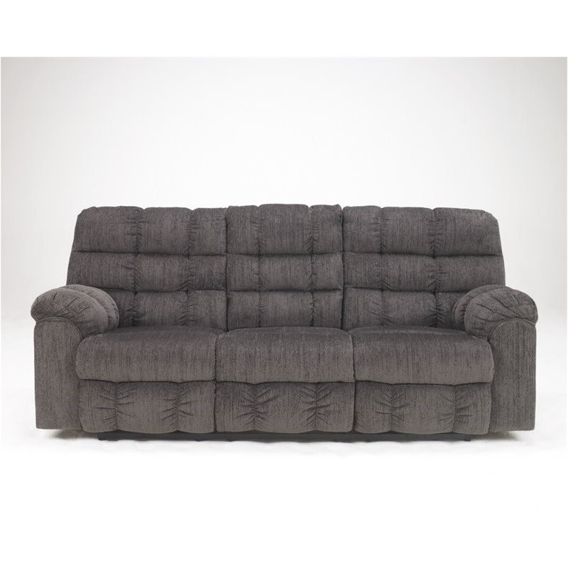 Bowery Hill Microfiber Reclining Sofa in Slate