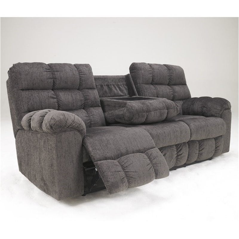 Bowery Hill Microfiber Reclining Sofa in Slate
