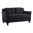 Bowery Hill Microfiber Black Loveseat Curved Minimal Assembly Required