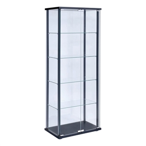 Bowery Hill Glass Black Curio Cabinet Rectangular 64.25&quot x 23.75&quot x 14.5&quot Unassembled