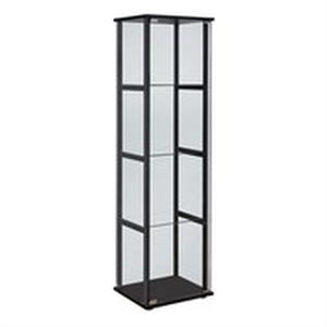 Bowery Hill Wood Black Curio Cabinet Rectangular Reversible 63.75&quot Unassembled