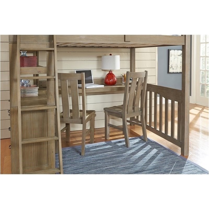 Bowery Hill Full Loft Bed with Desk in Driftwood