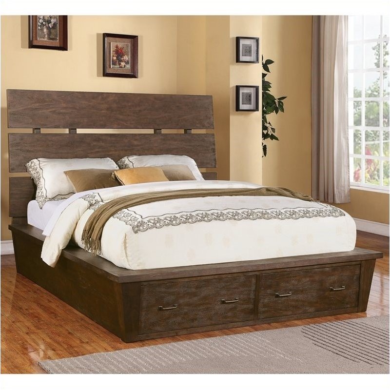 Beds Bowery Hill Bowery Hill Queen Storage Panel Platform Bed In Warm Cocoa