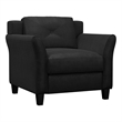 Bowery Hill Microfiber Black Chair Rectangular Curved Arms 25.2
