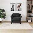 Bowery Hill Microfiber Black Chair Rectangular Curved Arms 25.2