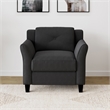 Bowery Hill Microfiber Black Chair Rectangular Curved Arms 25.2