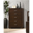 Bowery Hill 5 Drawer Contemporary Solid Wood Chest in Cappuccino/Silver