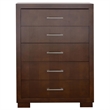 Bowery Hill 5 Drawer Contemporary Solid Wood Chest in Cappuccino/Silver