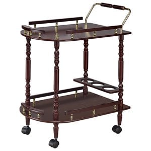 Bowery Hill Rubberwood Merlot Serving Cart Rectangular 31.25&quot Unassembled