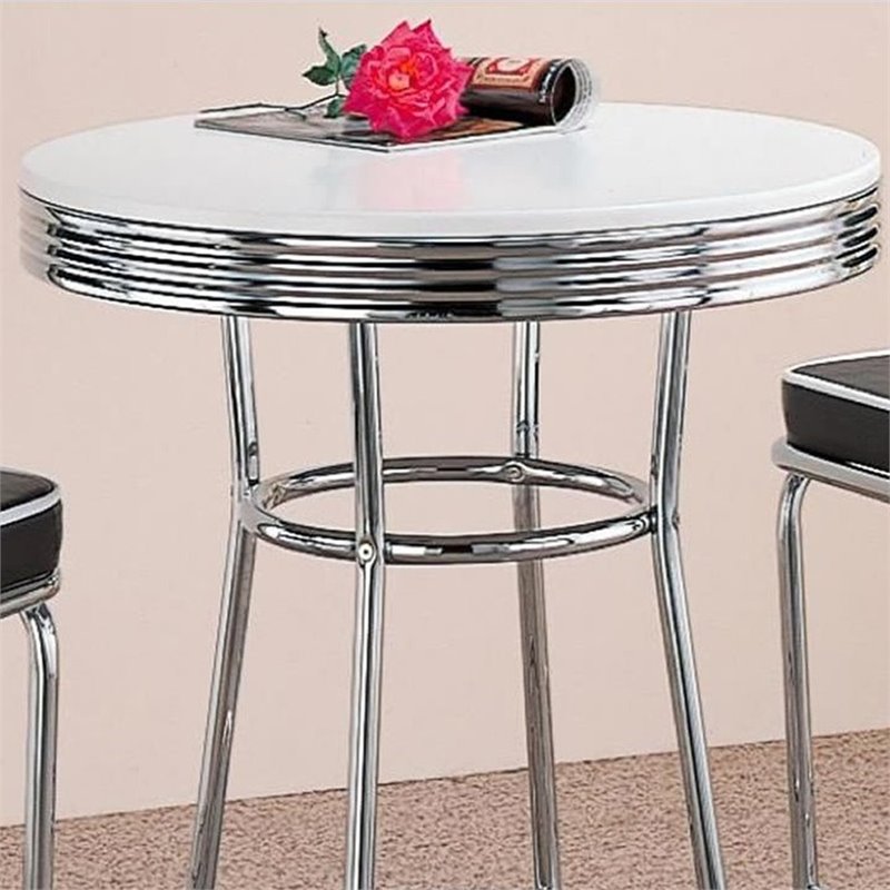 Bowery Hill MDF White Pub Table Round 30