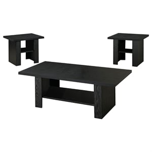 Bowery Hill Hollow Board Black Oak Coffee Table Set Rectangular Storage Unassembled