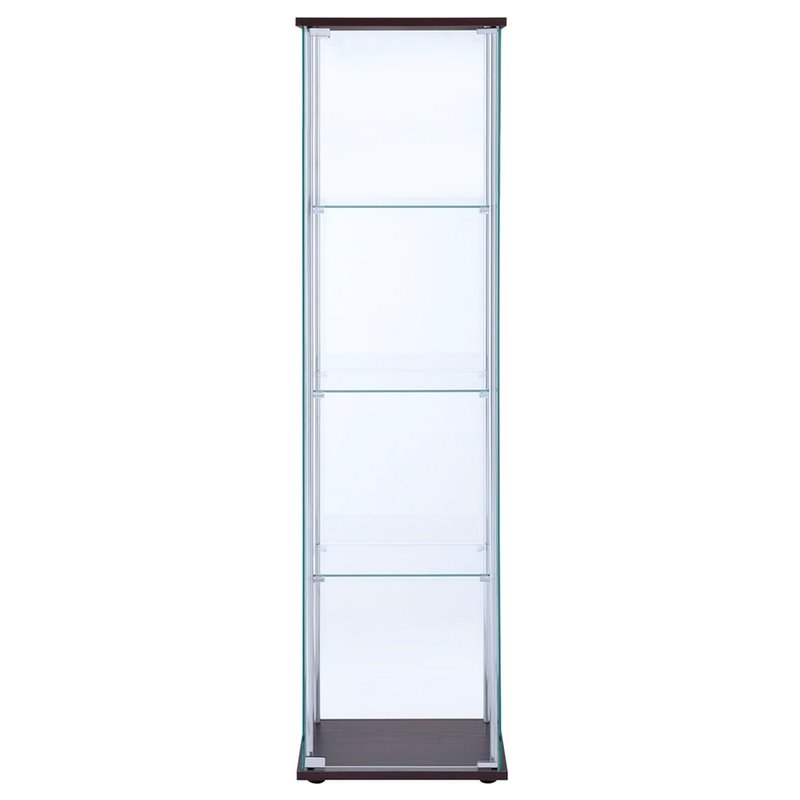 Bowery Hill Glass Cappuccino Curio Cabinet Rectangular 63.75