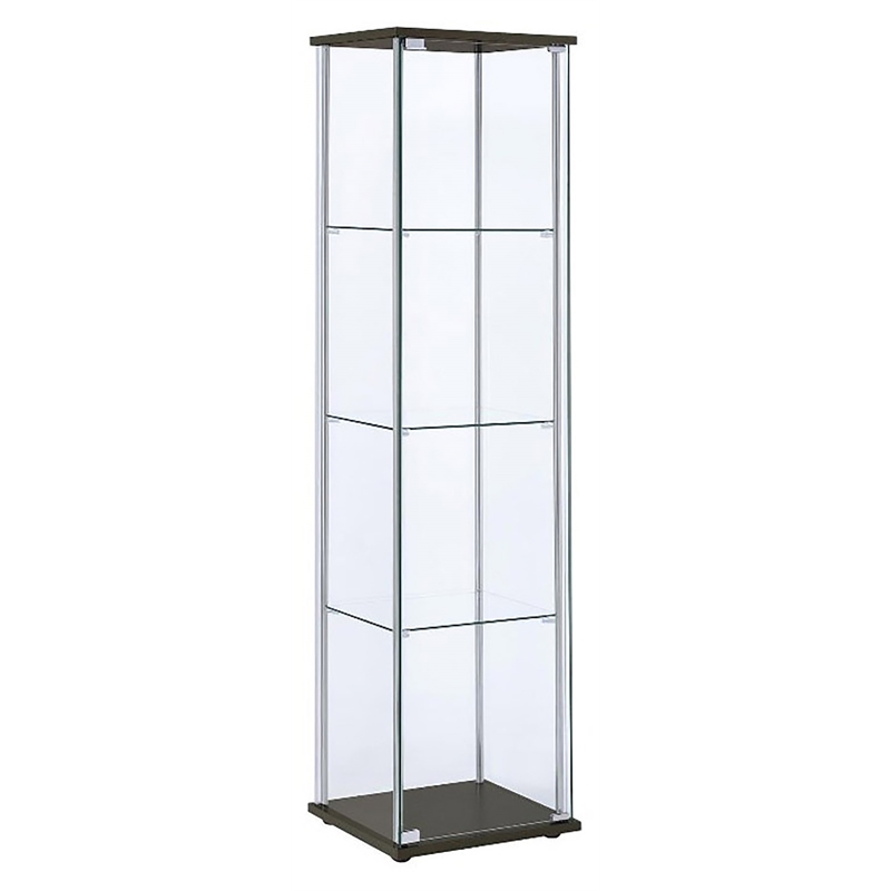 Bowery Hill Glass Cappuccino Curio Cabinet Rectangular 63.75