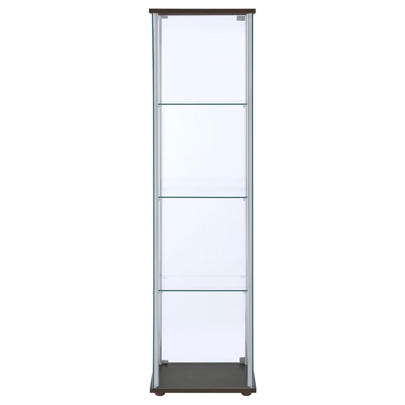 Bowery Hill Glass Cappuccino Curio Cabinet Rectangular 63.75