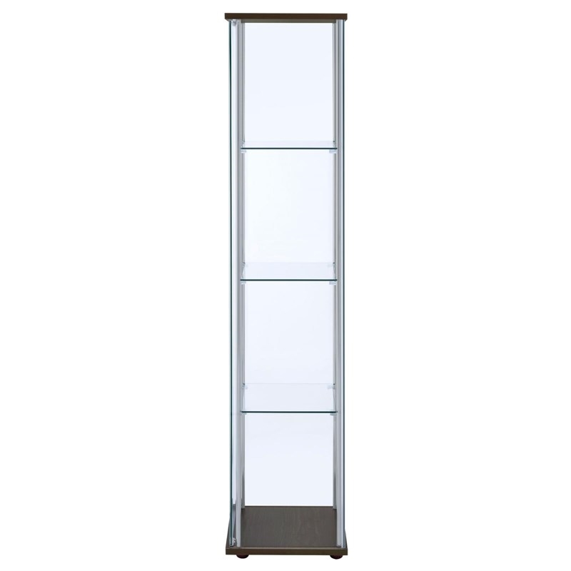 Bowery Hill Glass Cappuccino Curio Cabinet Rectangular 63.75