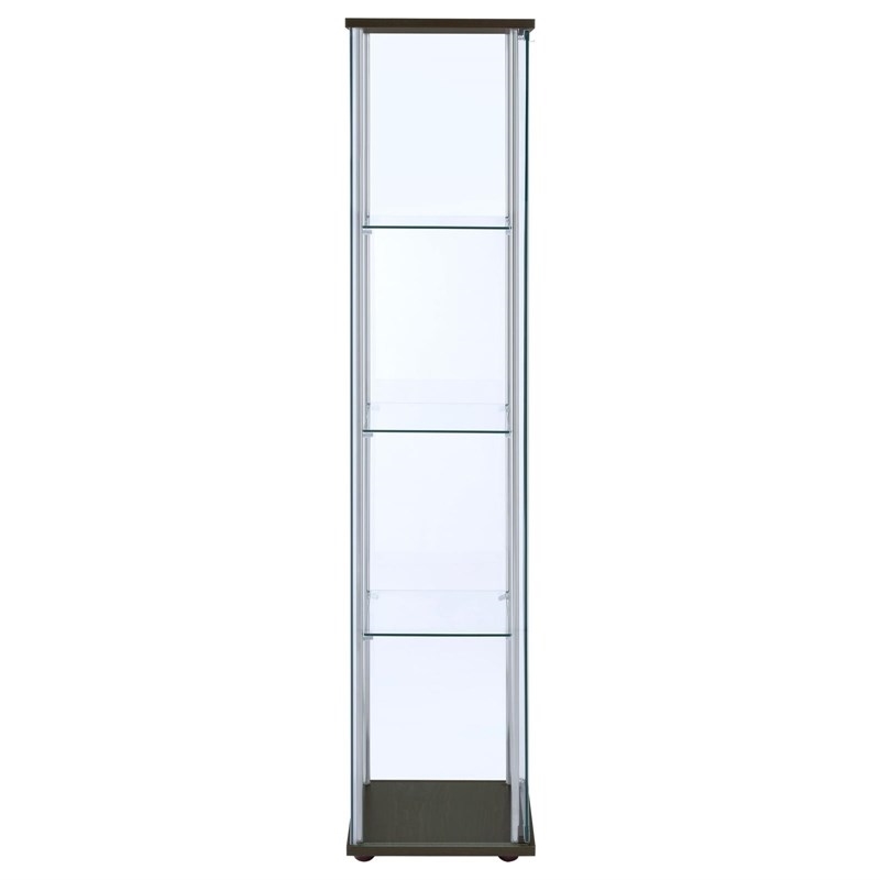 Bowery Hill Glass Cappuccino Curio Cabinet Rectangular 63.75