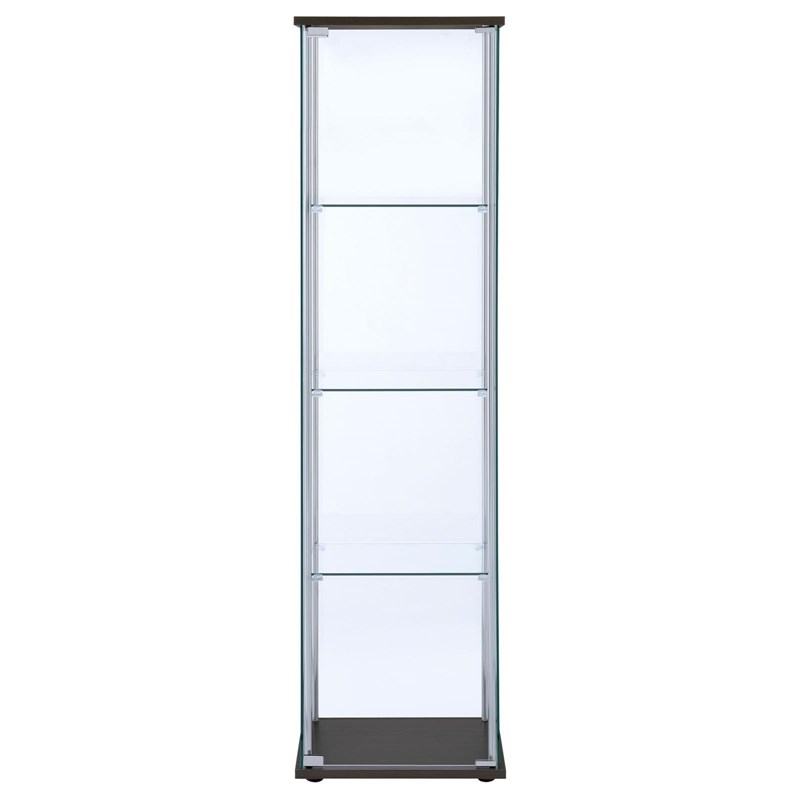 Bowery Hill Glass Cappuccino Curio Cabinet Rectangular 63.75