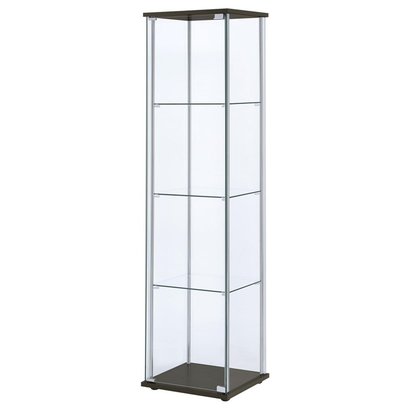 Bowery Hill Glass Cappuccino Curio Cabinet Rectangular 63.75