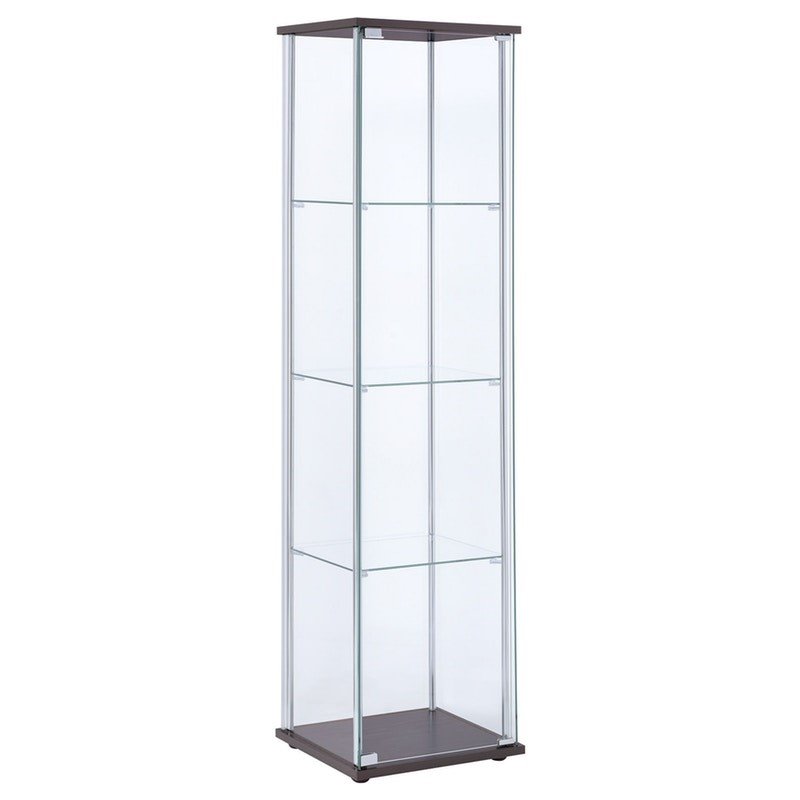 Bowery Hill Glass Cappuccino Curio Cabinet Rectangular 63.75