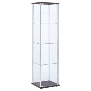 Bowery Hill Glass Cappuccino Curio Cabinet Rectangular 63.75&quot
