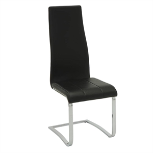 Bowery Hill Faux Leather Dining Side Chair in Black and Chrome