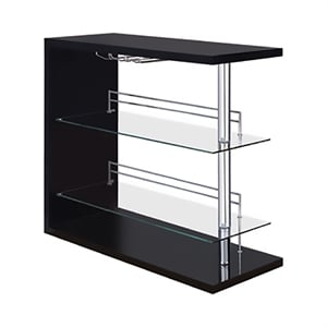 Bowery Hill Glossy Black Bar Unit Tempered Glass Shelves 48&quot