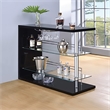 Bowery Hill Glossy Black Bar Unit Tempered Glass Shelves 48