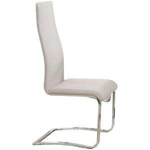 Bowery Hill Faux Leather Dining Side Chair in White and Chrome