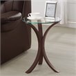 Bowery Hill Glass and Wood Cappuccino End Table Round Easy to Assemble 21.25
