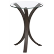 Bowery Hill Glass and Wood Cappuccino End Table Round Easy to Assemble 21.25