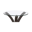 Bowery Hill Glass and Wood Cappuccino End Table Round Easy to Assemble 21.25