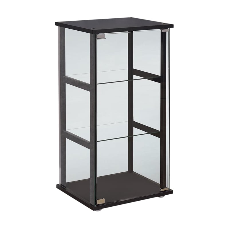Bowery Hill Wood and Glass Black Cabinet Rectangular Contemporary 33.5