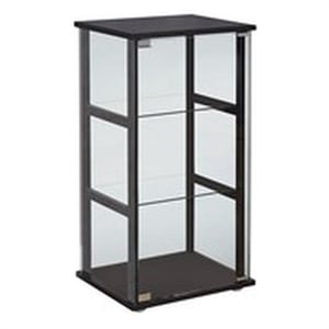 Bowery Hill Wood and Glass Black Cabinet Rectangular Contemporary 33.5&quot H x 16.75&quot W x 14.25&quot D Unassembled