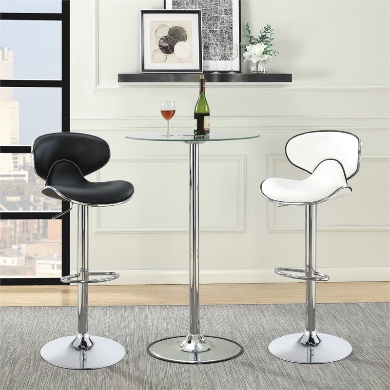 Bowery Hill Glass Chrome Pub Table Round LED Lit 28
