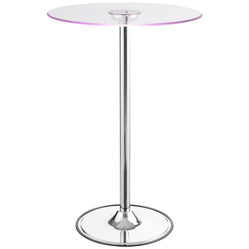 Bowery Hill Glass Chrome Pub Table Round LED Lit 28
