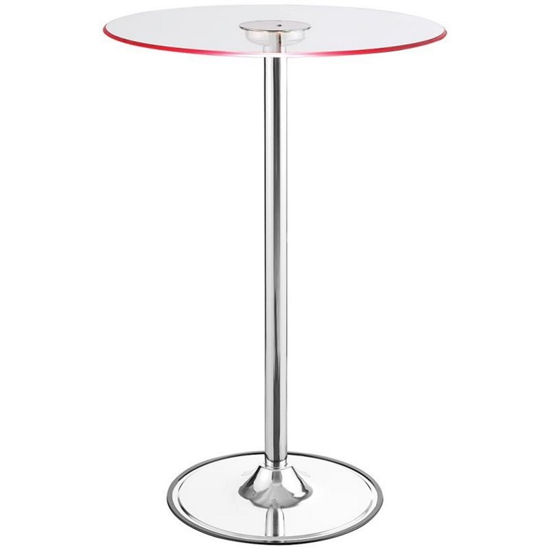 Bowery Hill Glass Chrome Pub Table Round LED Lit 28