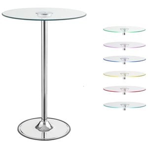 Bowery Hill Glass Chrome Pub Table Round LED Lit 28&quot