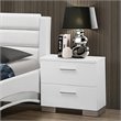Bowery Hill Glossy White Nightstand Chrome 2 Drawer Modern