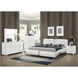 Bowery Hill Glossy White Nightstand Chrome 2 Drawer Modern