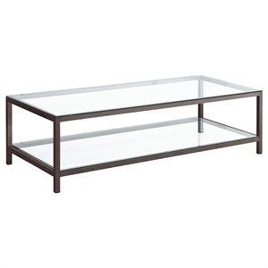 Bowery Hill Glass Top Contemporary Coffee Table in Black Nickel