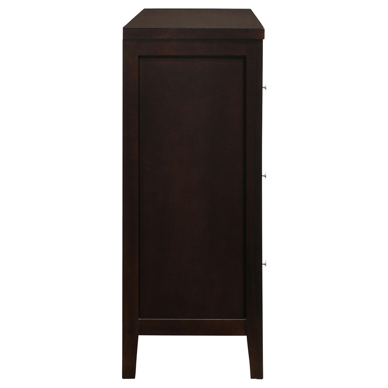 Bowery Hill 6 Drawer Double Dresser in Cappuccino and Silver