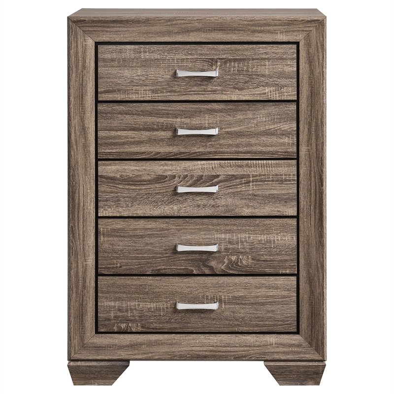 Bowery Hill MDF Washed Taupe 5 Drawer Chest Rectangular 50.25