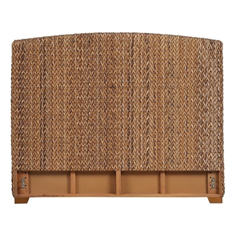 Bowery Hill Woven Banana Leaf Wood Eastern King Headboard in Amber