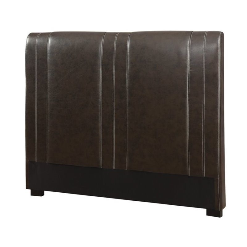Bowery Hill Queen Faux Leather Headboard In Brown Bowery Hill Queen Faux Leather Headboard In Brown