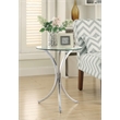 Bowery Hill Glass Top Chrome End Table Round Contemporary 22.75